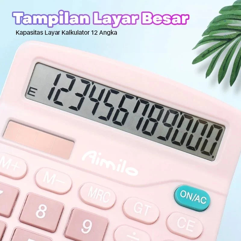 HOPTECH 12-Bit Digital Calculator Dual Energy Battery and Solar Energy Calculator Check Double Power