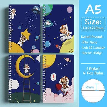 Notebook A5 1 Paket 4 Pcs Buku Diary Aesthetic Buku Jurnal Aesthetic Sekolah 40 Lembar