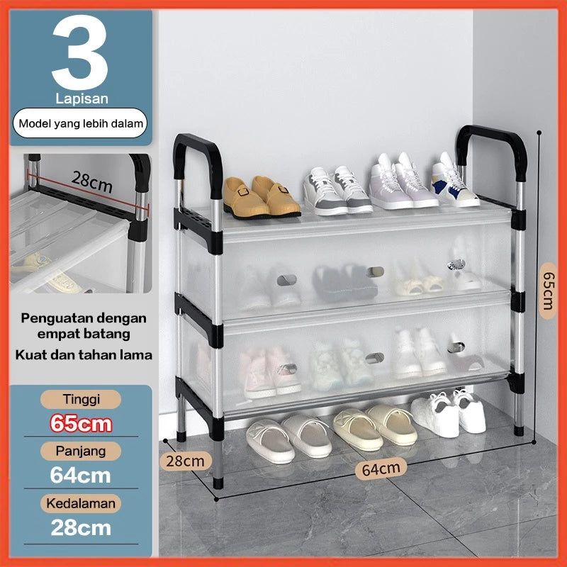 Hoptech - 3-6 Tier Dustproof Closed Shoe Rack Made of Sturdy Steel | Multipurpose Aesthetic Shoe Rack
