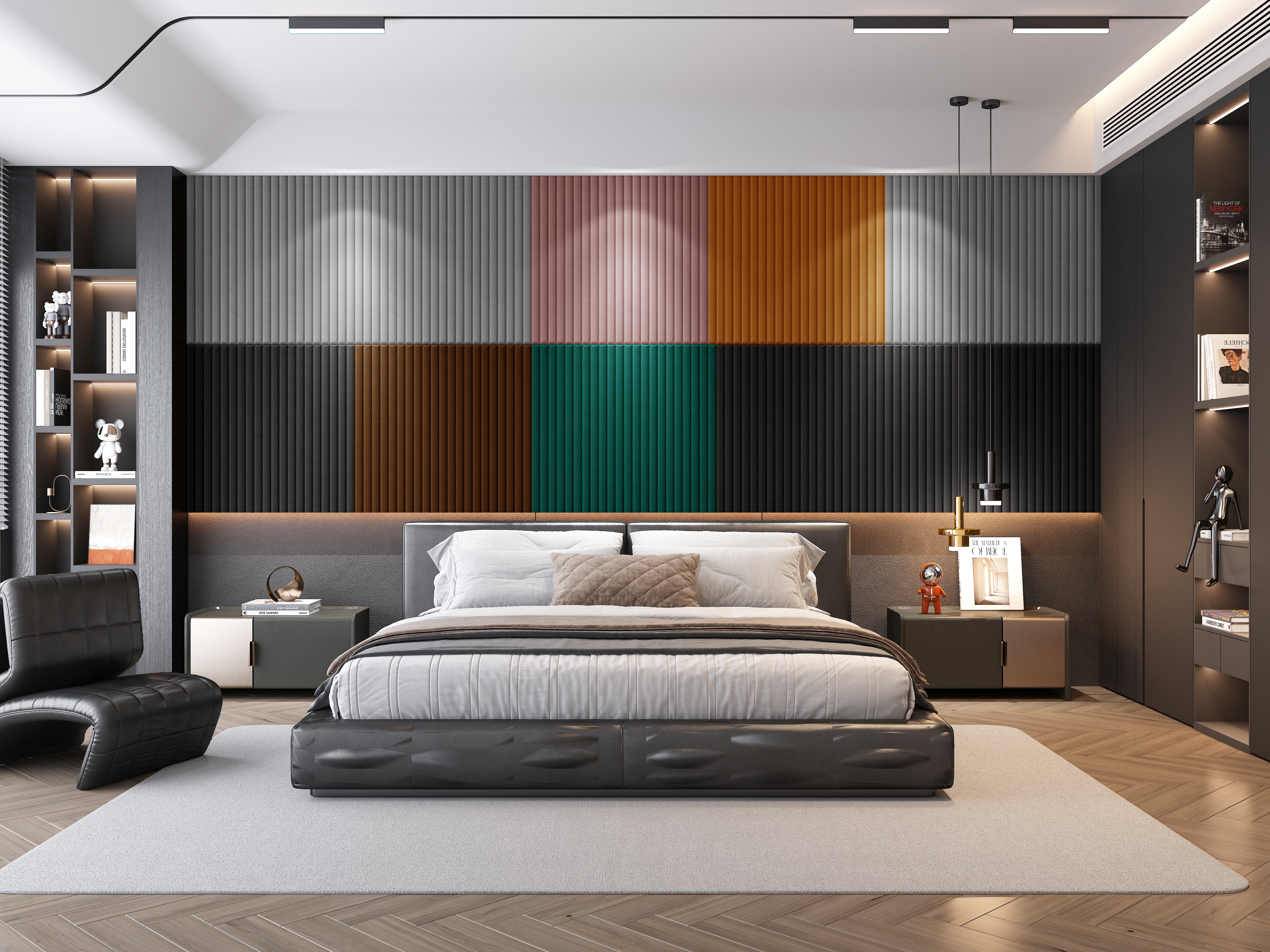 Hoptech - Wallpaper Sticker Foam Motif Garis Bahan Kulit Ukuran 76cm x 23cm A46
