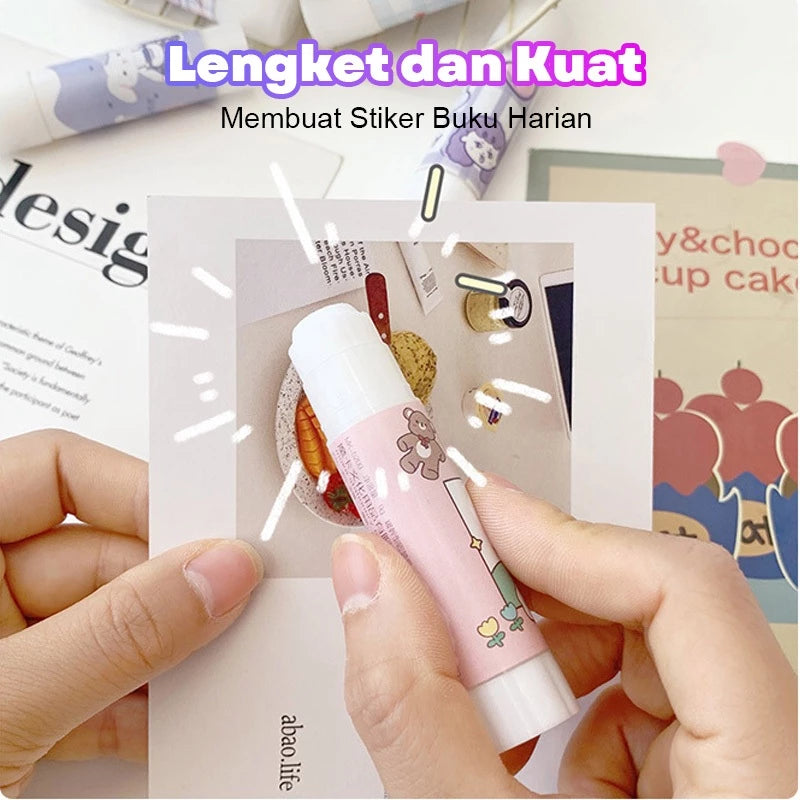 HOPTECH Glue Stick Solid Paper Adhesive Glue Stick Twist Glue Stick School Office Cute Motif