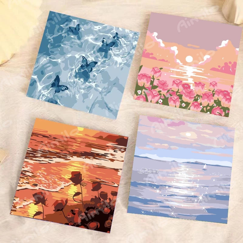 HOPTECH-Paint By Number 20x20cm Canvas Painting DIY Digital Painting Kit With Complete Painting Tools 1 Package
