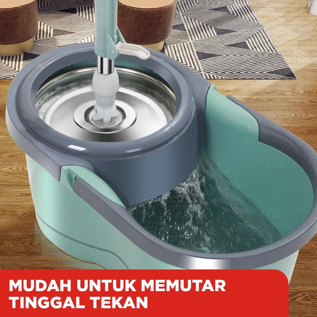 Hoptech - ALAT PEL LANTAI MOP DENGAN ROL PRAKTIS KAIN PEL PUTAR SPIN MOP 6L BUCKET ULTRA MOP