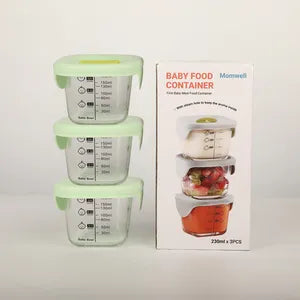 Baby Food Container Glass 400ml 3in1 Glass MPASI Container Round Box Food Grade