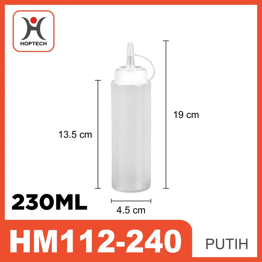 Hoptech - Botol Saus Mayonaise Kecap Cuka Serbaguna dengan Angka Takaran Tebal dan Murah