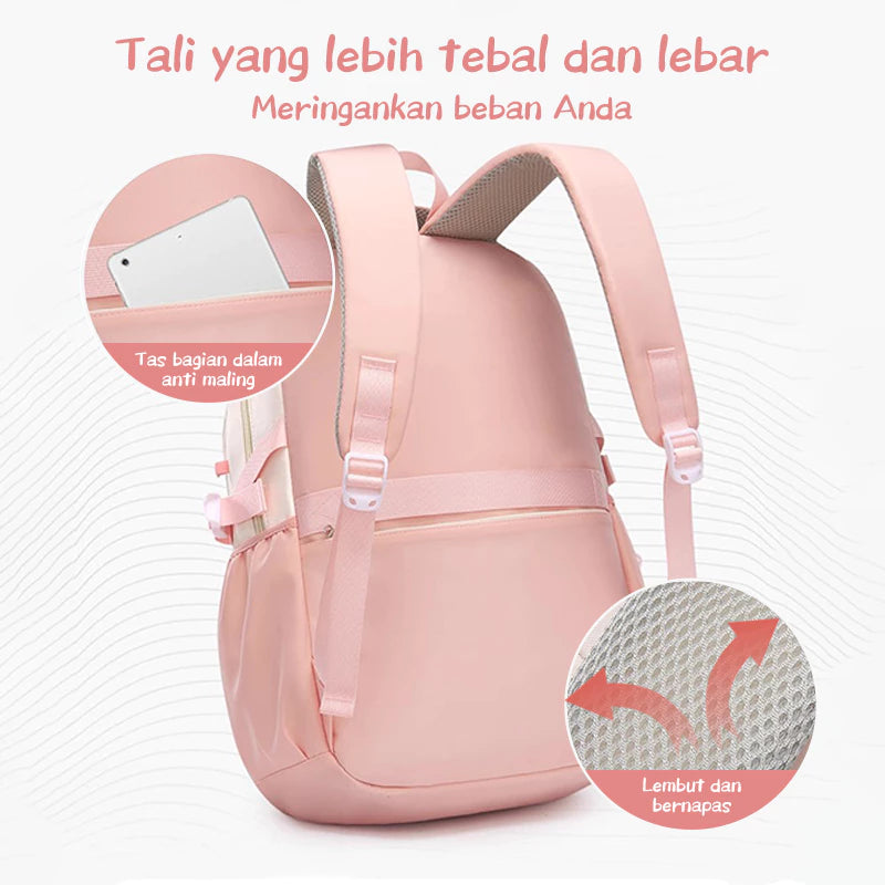 HOPTECH-Kids Backpacks, Girls' School Bags, Waterproof Korean Style, Thick, Gifts for Children 6-15 Years Old