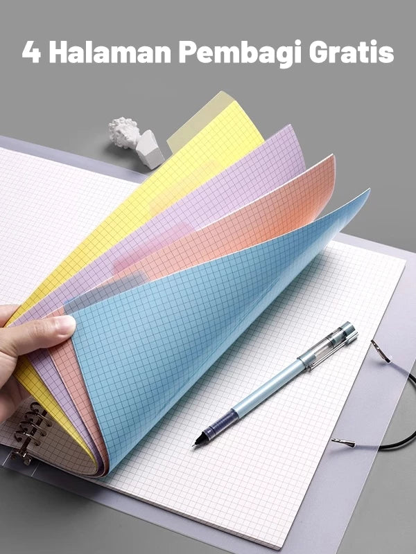 HOPTECH Binder A5/B5 Transparent Aesthetic Binder Book Black and White Korean Aesthetic Notebook