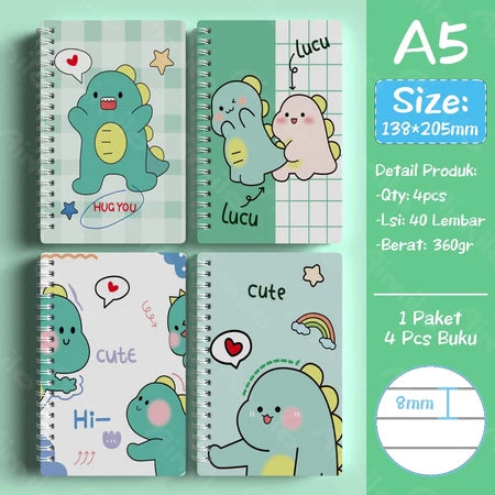 Notebook A5 1 Paket 4 Pcs Buku Diary Aesthetic Buku Jurnal Aesthetic Sekolah 40 Lembar