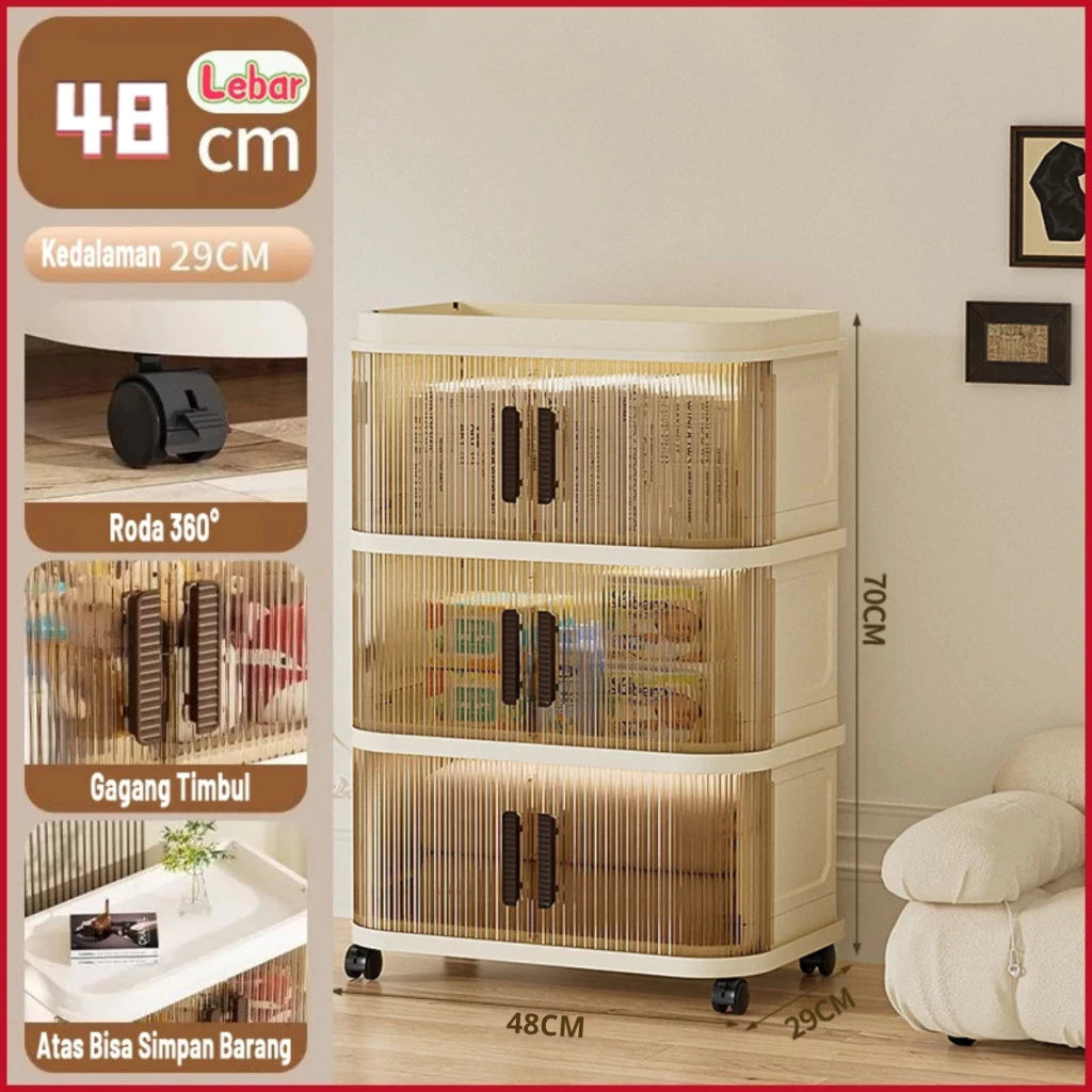 2-5 Layers Folding Plastic Wardrobe with Sliding Door Multipurpose Clothes Storage Wardrobe Storage