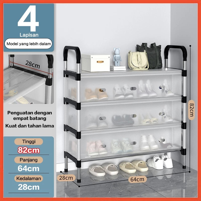 Hoptech - 3-6 Tier Dustproof Closed Shoe Rack Made of Sturdy Steel | Multipurpose Aesthetic Shoe Rack
