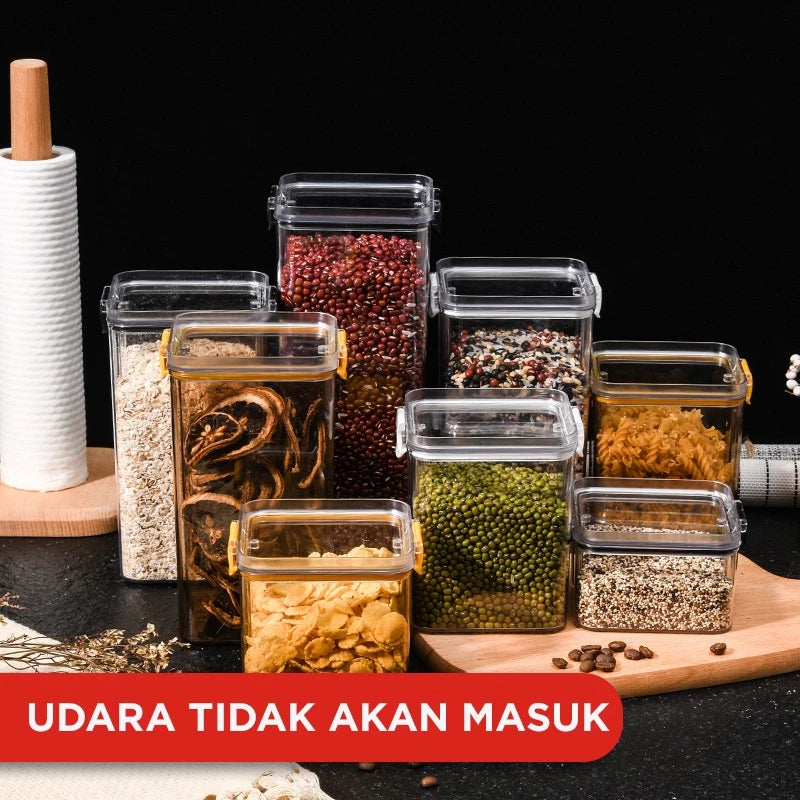 Hoptech - Toples Snack Kedap Udara Bening Kontainer Makanan Cereal Food Storage Jar 1800ml