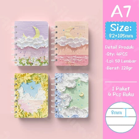 Mini Notebook 1 Pack 4 Pcs Small Scrapbook Note Book Small Note Book 50 Sheets