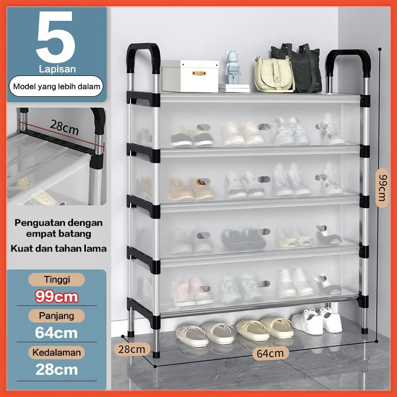 Hoptech - 3-6 Tier Dustproof Closed Shoe Rack Made of Sturdy Steel | Multipurpose Aesthetic Shoe Rack