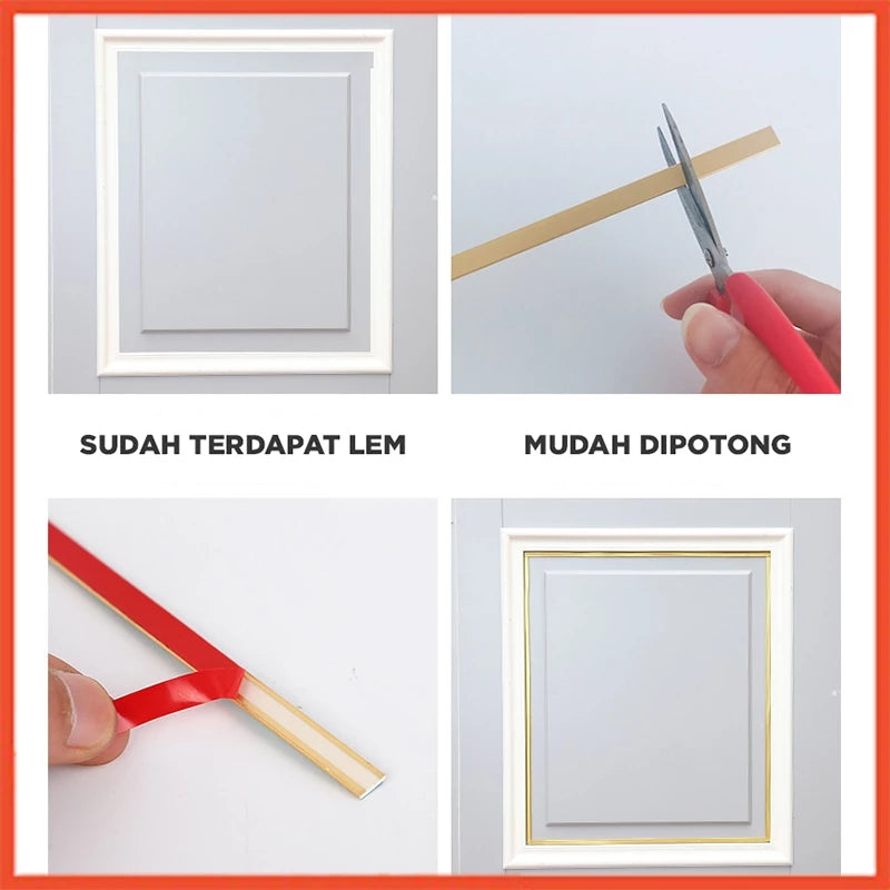 wallpaper list gold mudah di potong dan terdapat lem
