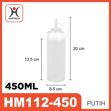 Hoptech - Botol Saus Mayonaise Kecap Cuka Serbaguna dengan Angka Takaran Tebal dan Murah