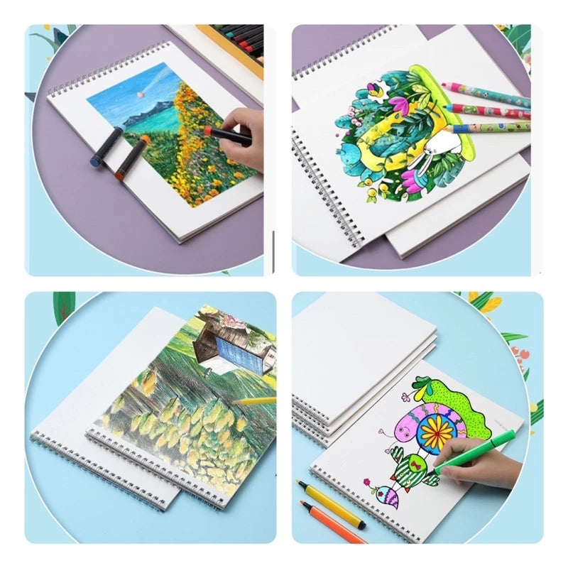 HOPTECH Children's Sketchbook A4 Drawing Book Astronaut Spiral Bound Thick Paper 30 Sheets