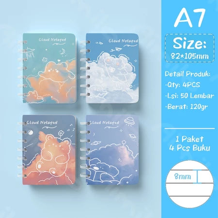 Mini Notebook 1 Pack 4 Pcs Small Scrapbook Note Book Small Note Book 50 Sheets
