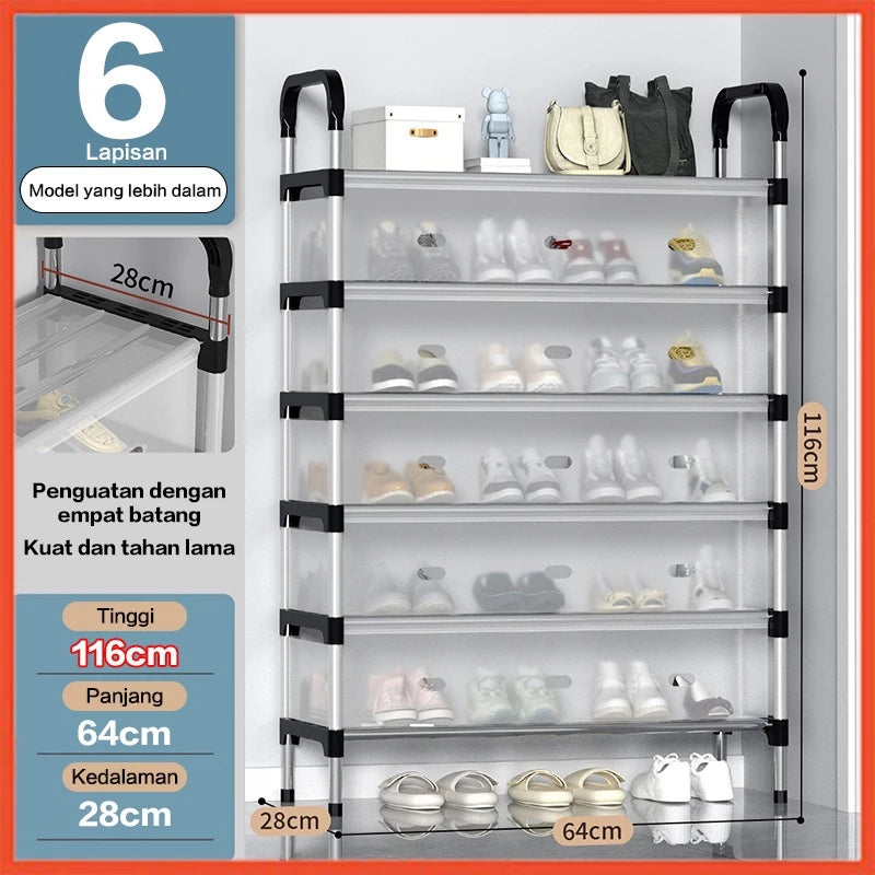Hoptech - 3-6 Tier Dustproof Closed Shoe Rack Made of Sturdy Steel | Multipurpose Aesthetic Shoe Rack