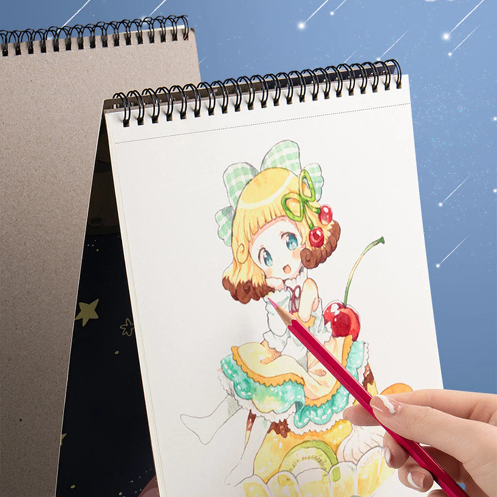 HOPTECH Children's Sketchbook A4 Drawing Book Astronaut Spiral Bound Thick Paper 30 Sheets