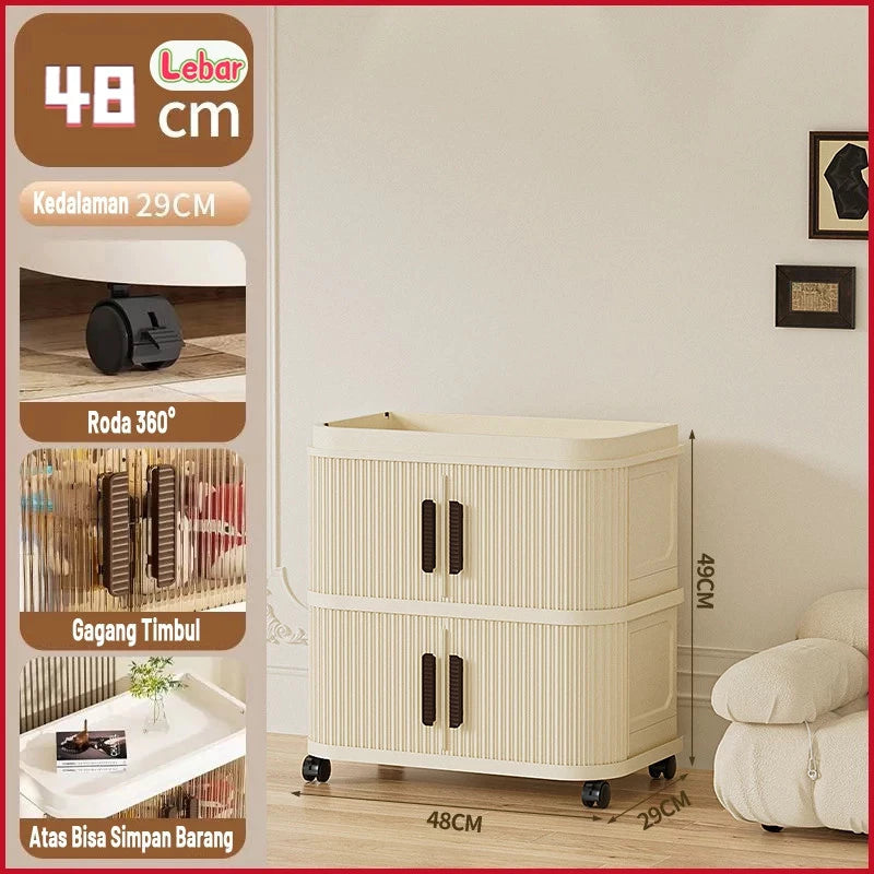 2-5 Layers Folding Plastic Wardrobe with Sliding Door Multipurpose Clothes Storage Wardrobe Storage