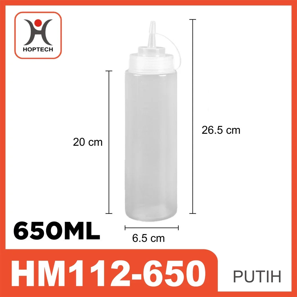 Hoptech - Botol Saus Mayonaise Kecap Cuka Serbaguna dengan Angka Takaran Tebal dan Murah