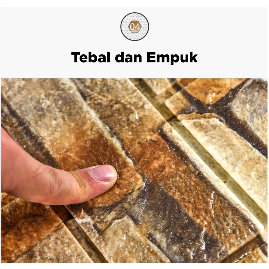 Hoptech - Wallpaper Dinding 3D bata / wallpaper 3D Foam 77x70cm teban 4.5mm High Quality