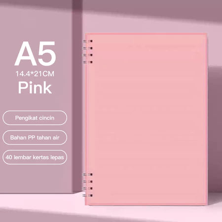 8-Hole Coil Notebook A5 Aesthetic Diary Book Waterproof Cover Note Book 40 Sheets