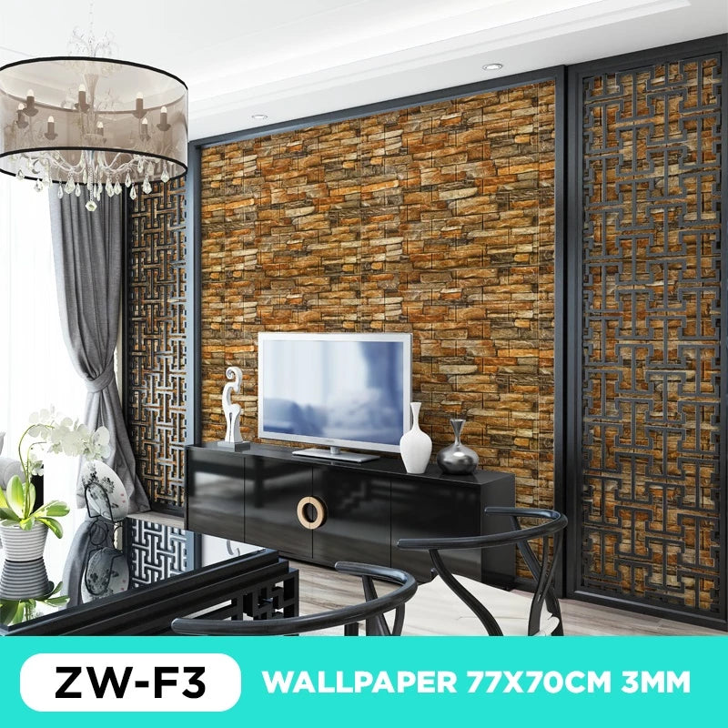 Hoptech - Wallpaper Dinding 3D bata / wallpaper 3D Foam 77x70cm teban 4.5mm High Quality