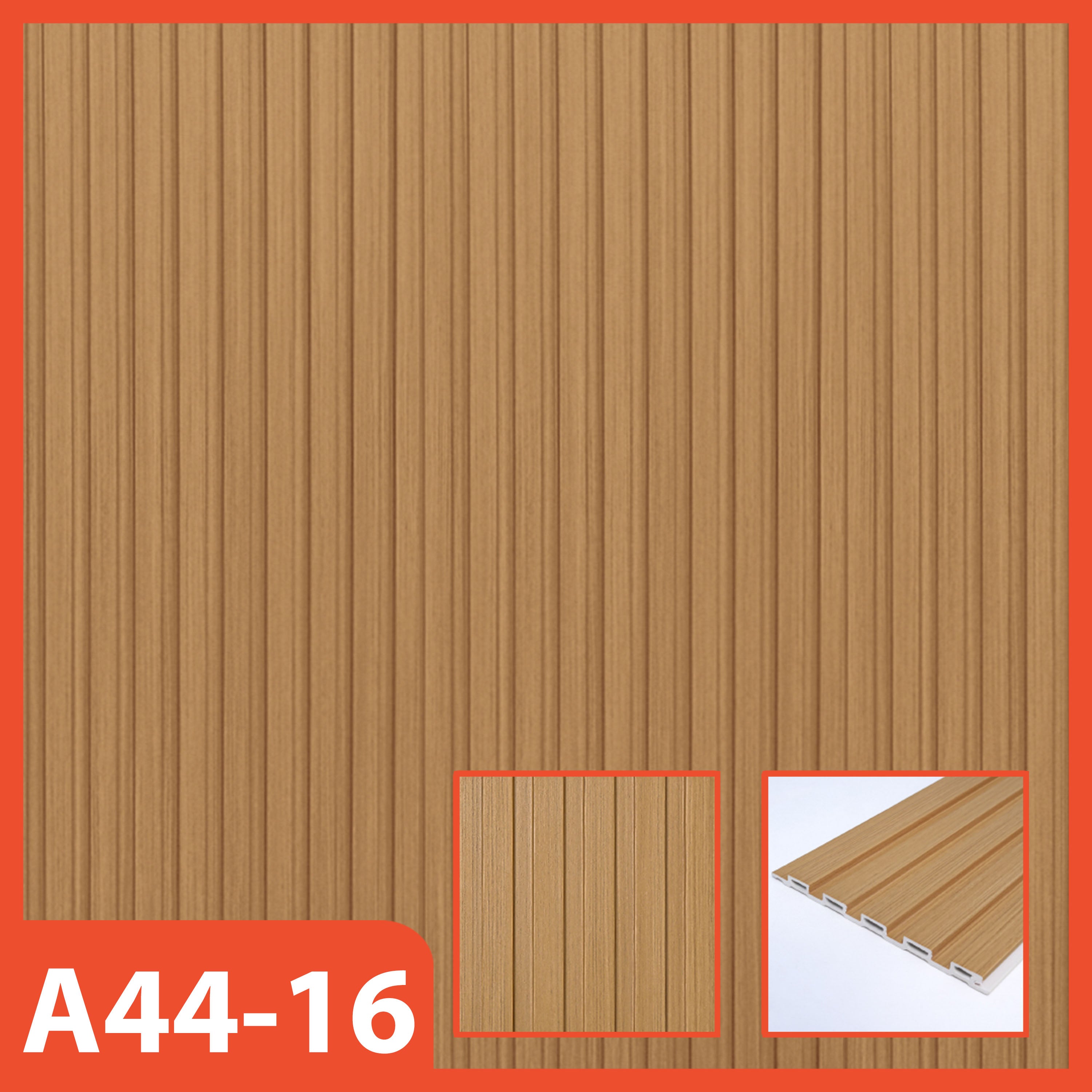 Hoptech-Wallpanel WPC PVC Kayu | Panel Dinding WPC Ukuran 16cm x 1.45m Ketebalan 18mm Estetik & Kuat
