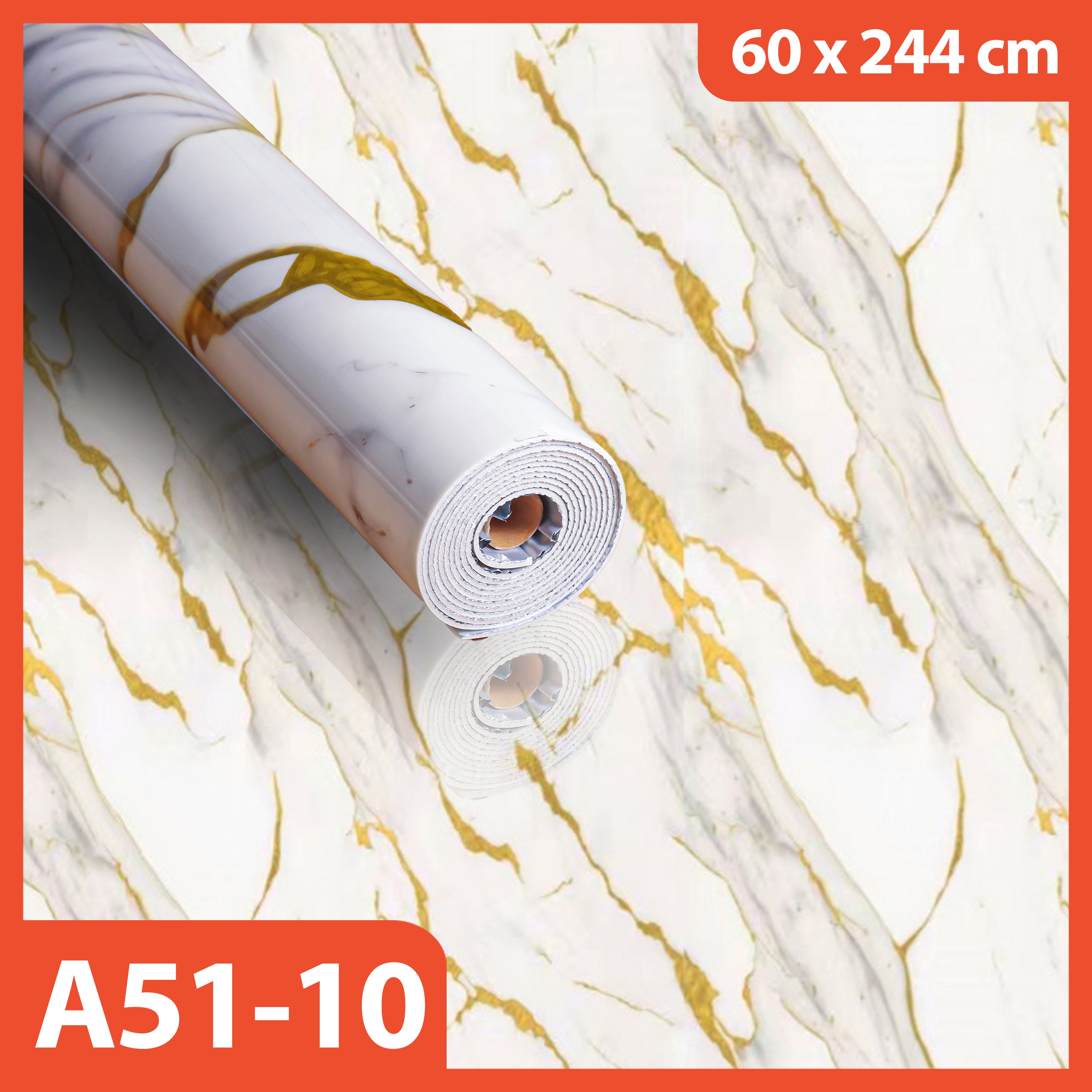 Hoptech - Wallpaper Dinding Motif Marmer Vinyl Waterproof 60x244cm PET Foam Roll Sticker Dekorasi