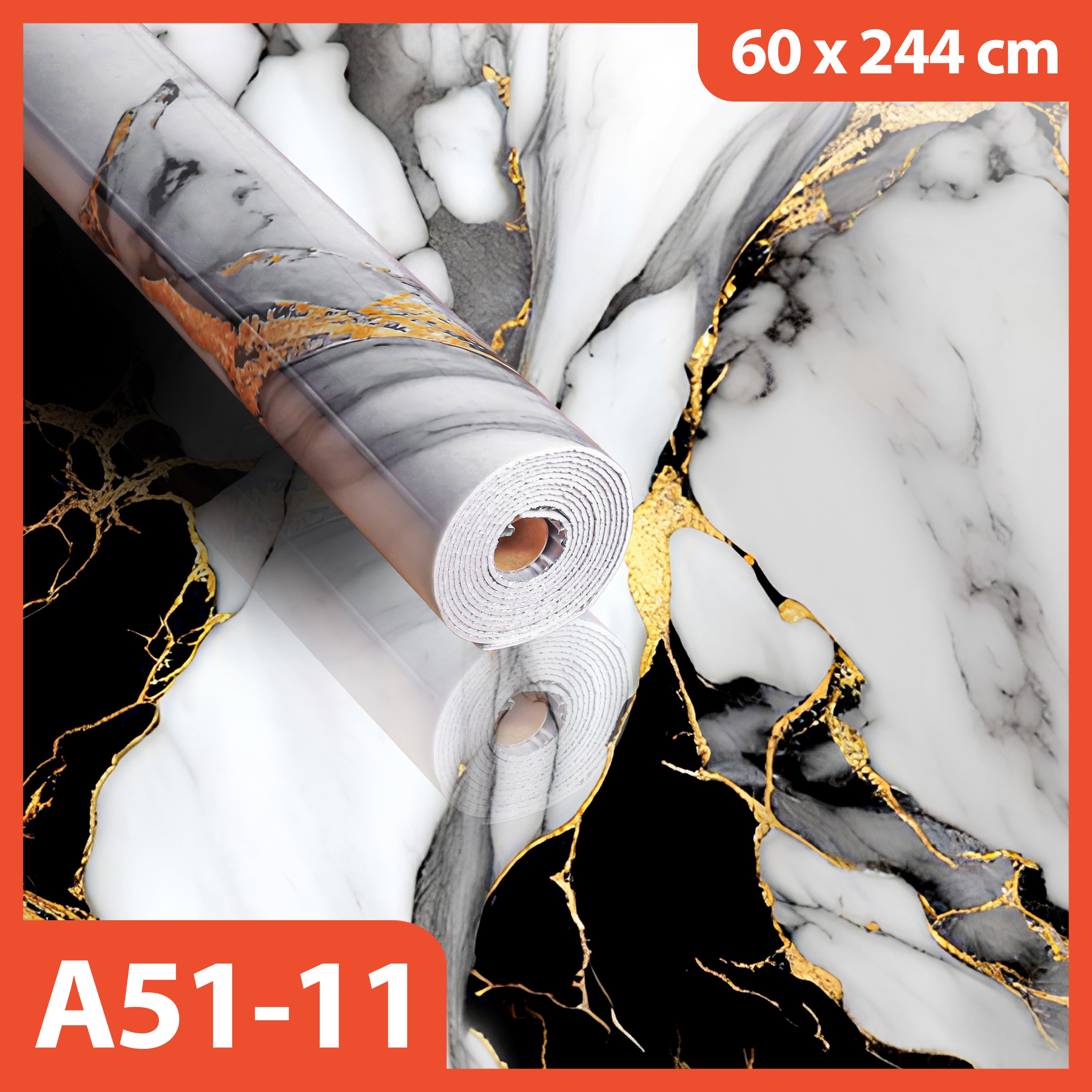 Hoptech - Wallpaper Dinding Motif Marmer Vinyl Waterproof 60x244cm PET Foam Roll Sticker Dekorasi