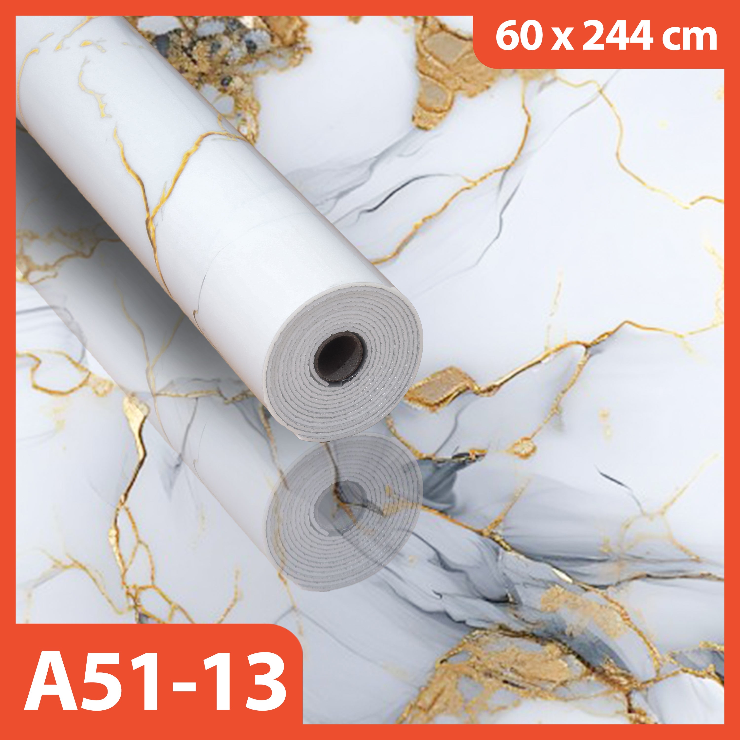 Hoptech - Wallpaper Dinding Motif Marmer Vinyl Waterproof 60x244cm PET Foam Roll Sticker Dekorasi