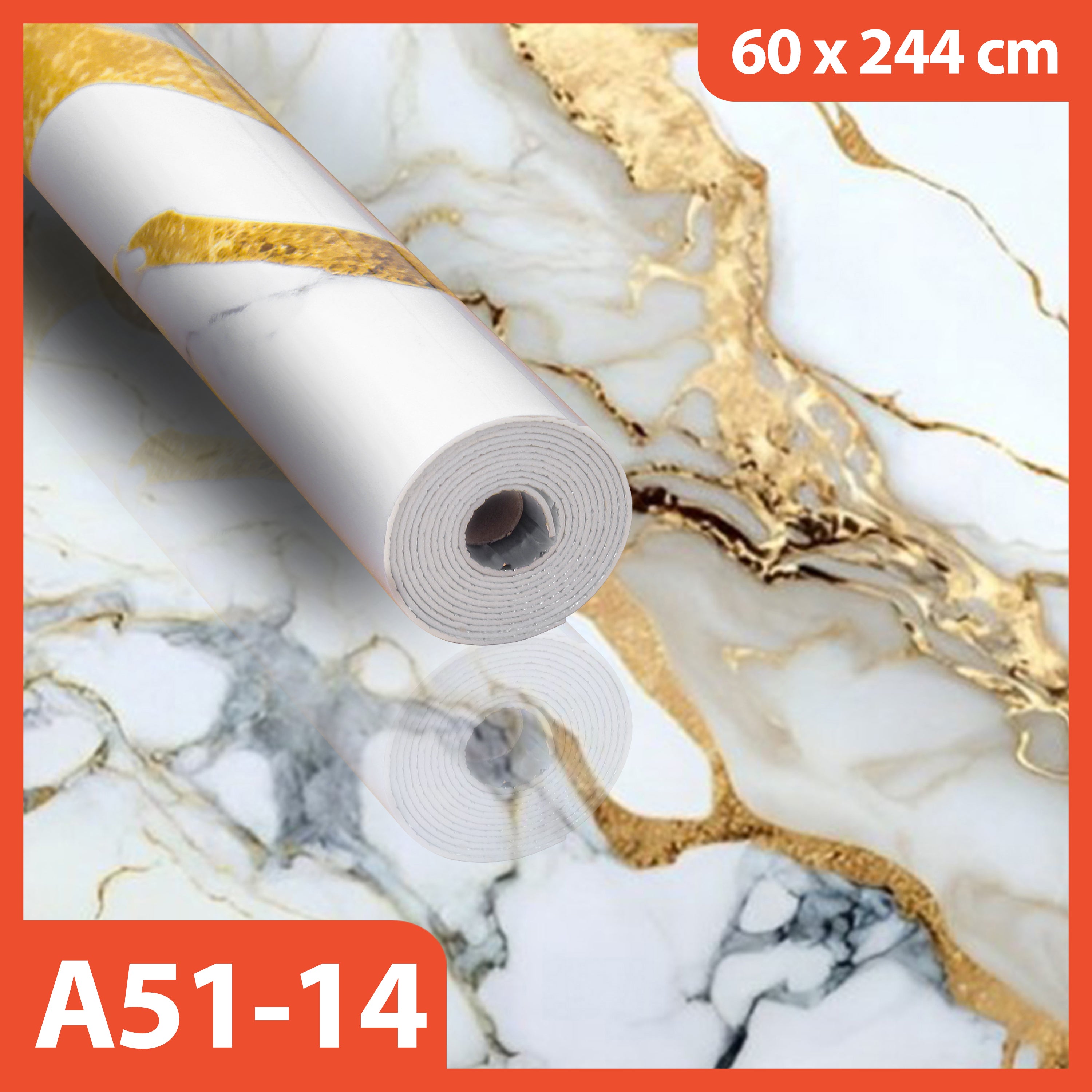 Hoptech - Wallpaper Dinding Motif Marmer Vinyl Waterproof 60x244cm PET Foam Roll Sticker Dekorasi