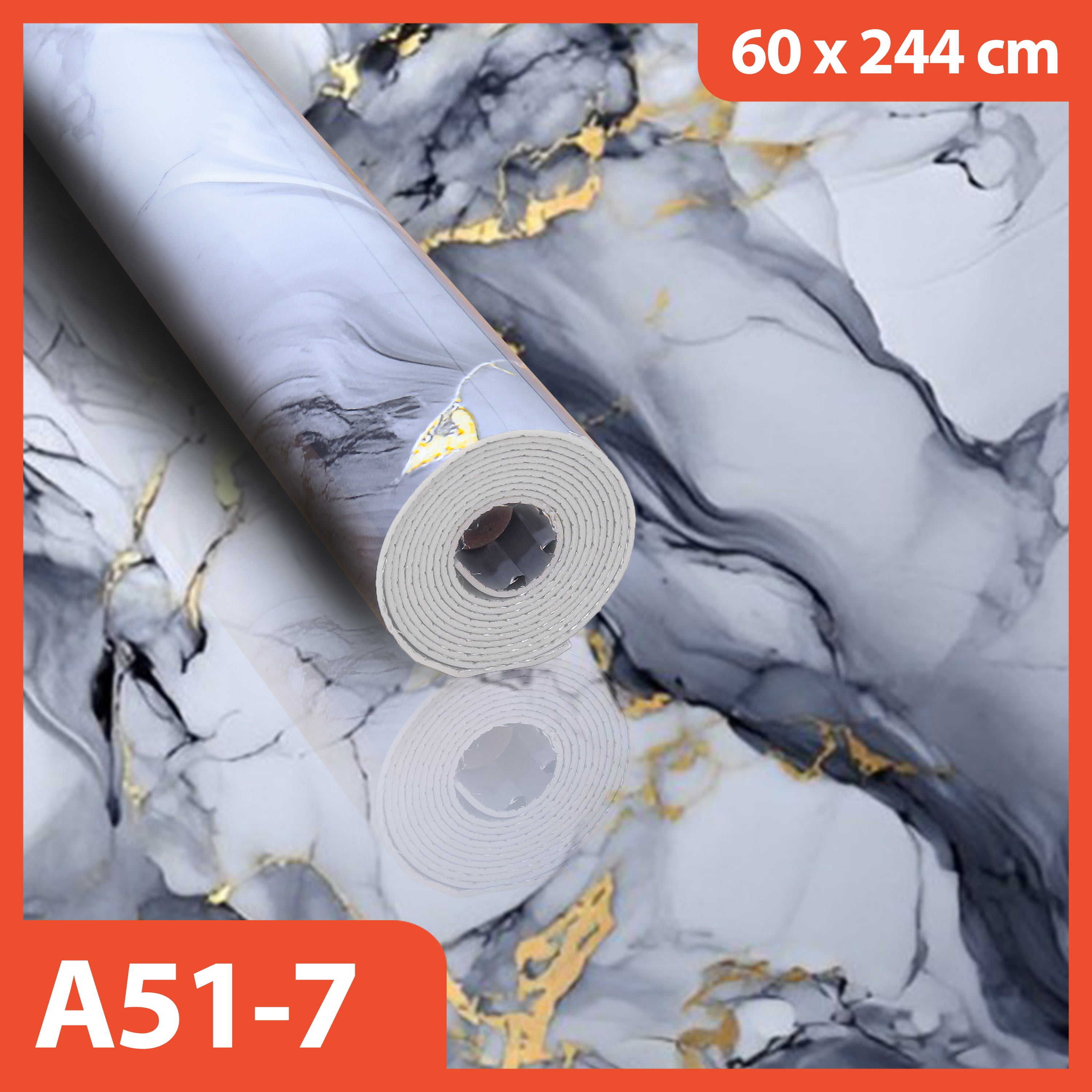 Hoptech - Wallpaper Dinding Motif Marmer Vinyl Waterproof 60x244cm PET Foam Roll Sticker Dekorasi