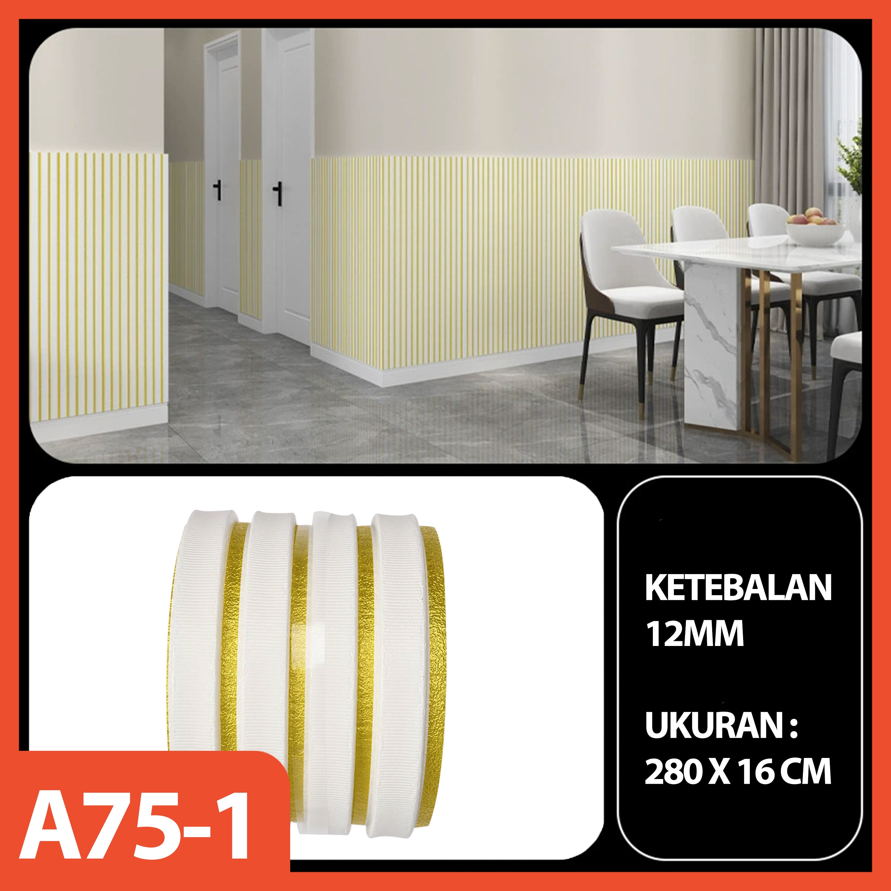 HOPTECH - Wallpaper Sticker Dinding 3D Premium Wood Vinyl Marble XPE Foam , Tebal, Tahan Benturan, Anti Air & Lembab, Dekorasi Ruang Tamu 2.8m