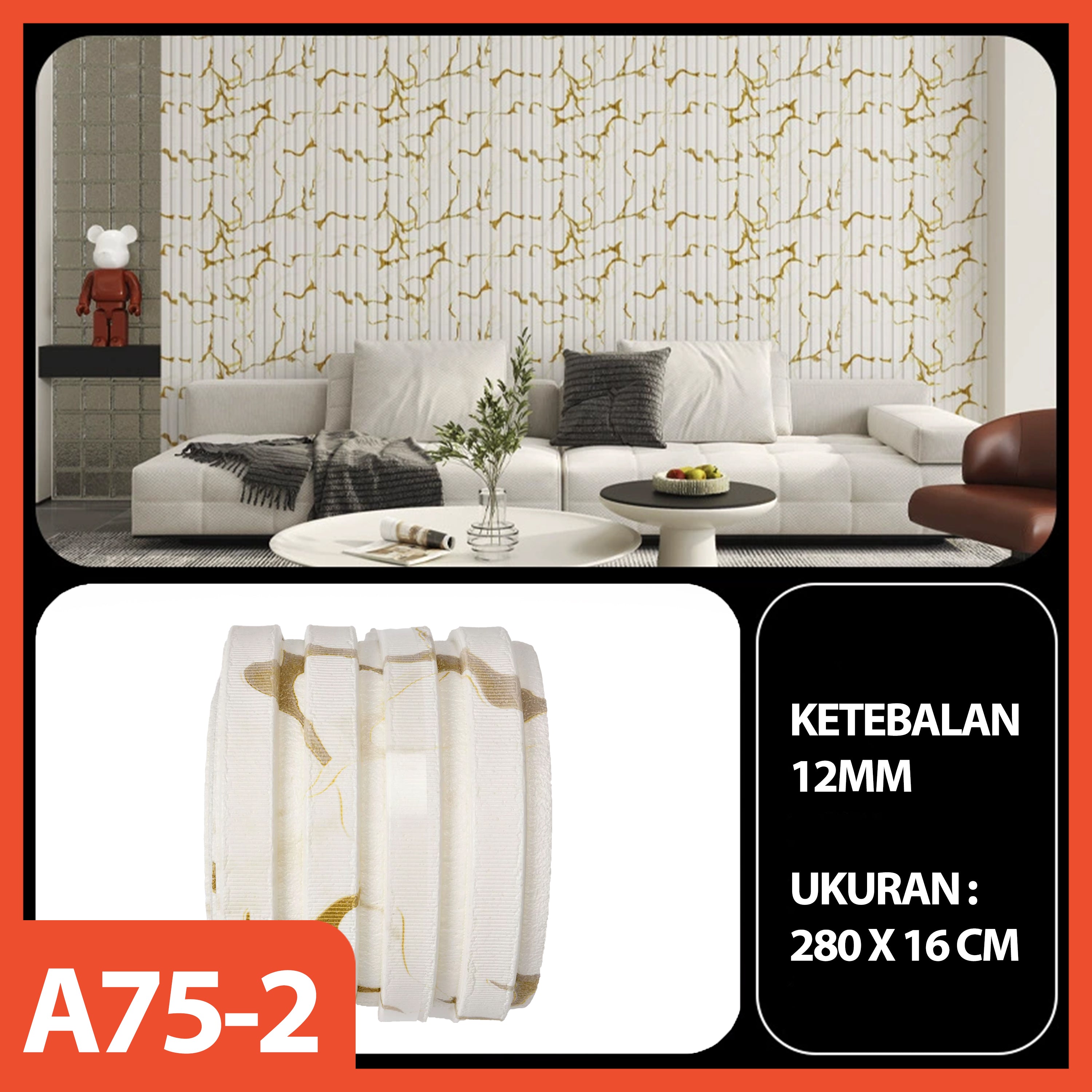 HOPTECH - Wallpaper Sticker Dinding 3D Premium Wood Vinyl Marble XPE Foam , Tebal, Tahan Benturan, Anti Air & Lembab, Dekorasi Ruang Tamu 2.8m