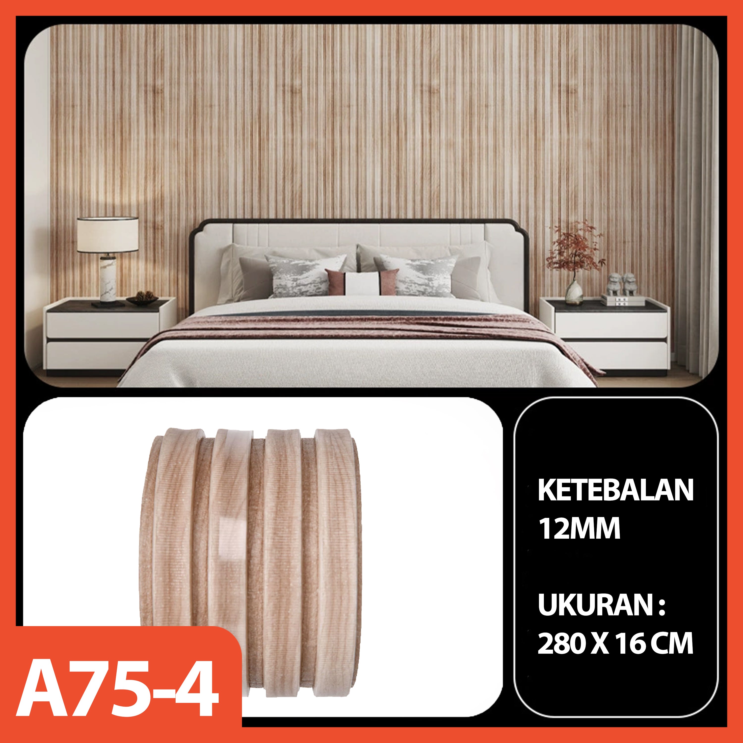 HOPTECH - Wallpaper Sticker Dinding 3D Premium Wood Vinyl Marble XPE Foam , Tebal, Tahan Benturan, Anti Air & Lembab, Dekorasi Ruang Tamu 2.8m