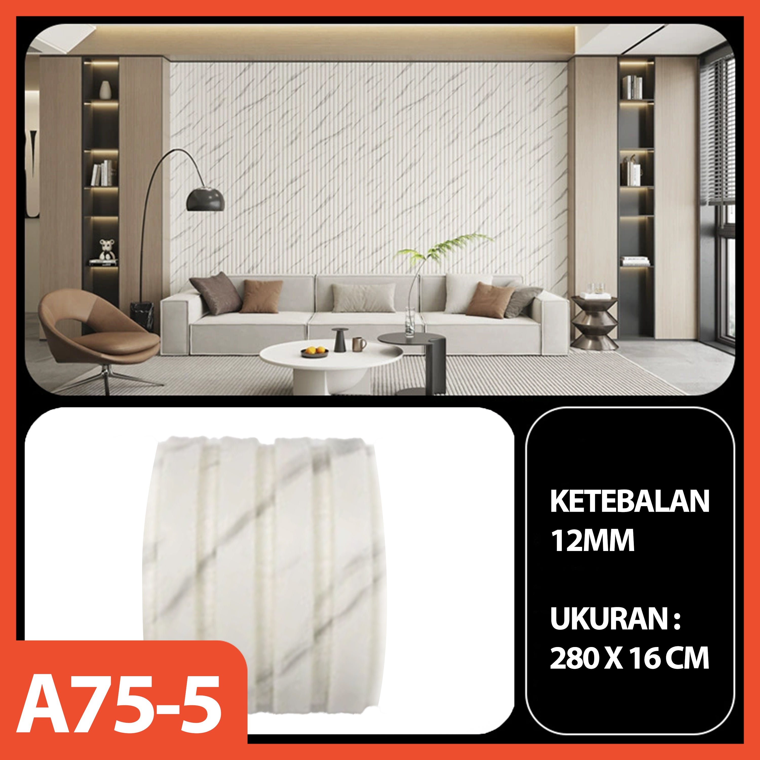 HOPTECH - Wallpaper Sticker Dinding 3D Premium Wood Vinyl Marble XPE Foam , Tebal, Tahan Benturan, Anti Air & Lembab, Dekorasi Ruang Tamu 2.8m