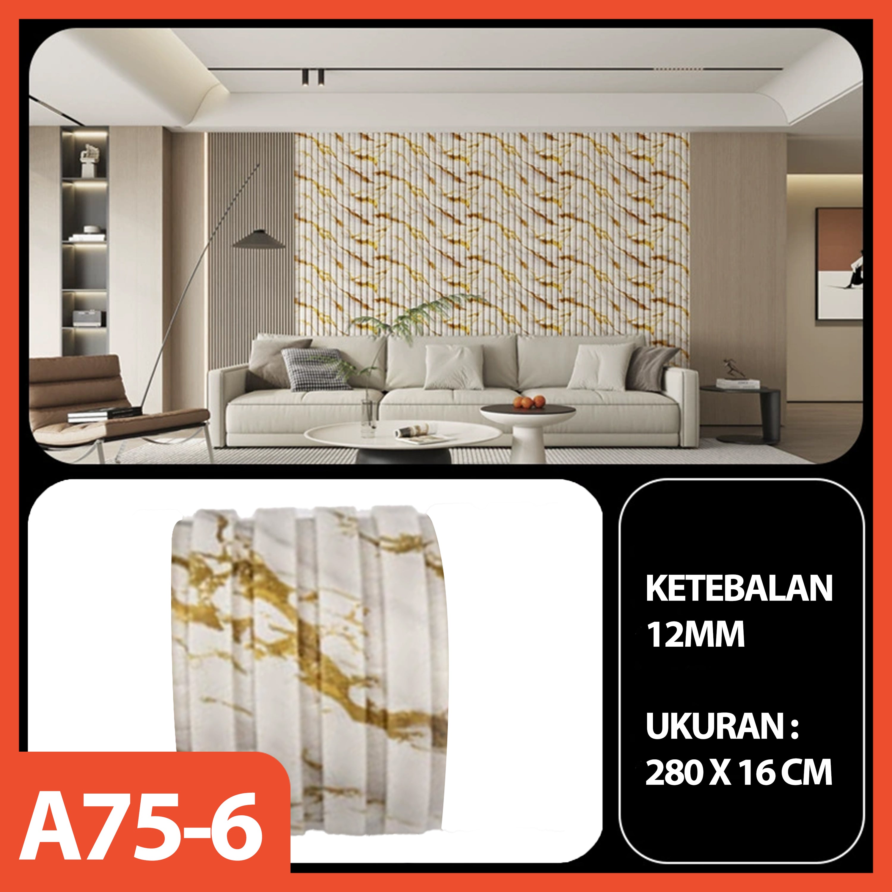 HOPTECH - Wallpaper Sticker Dinding 3D Premium Wood Vinyl Marble XPE Foam , Tebal, Tahan Benturan, Anti Air & Lembab, Dekorasi Ruang Tamu 2.8m