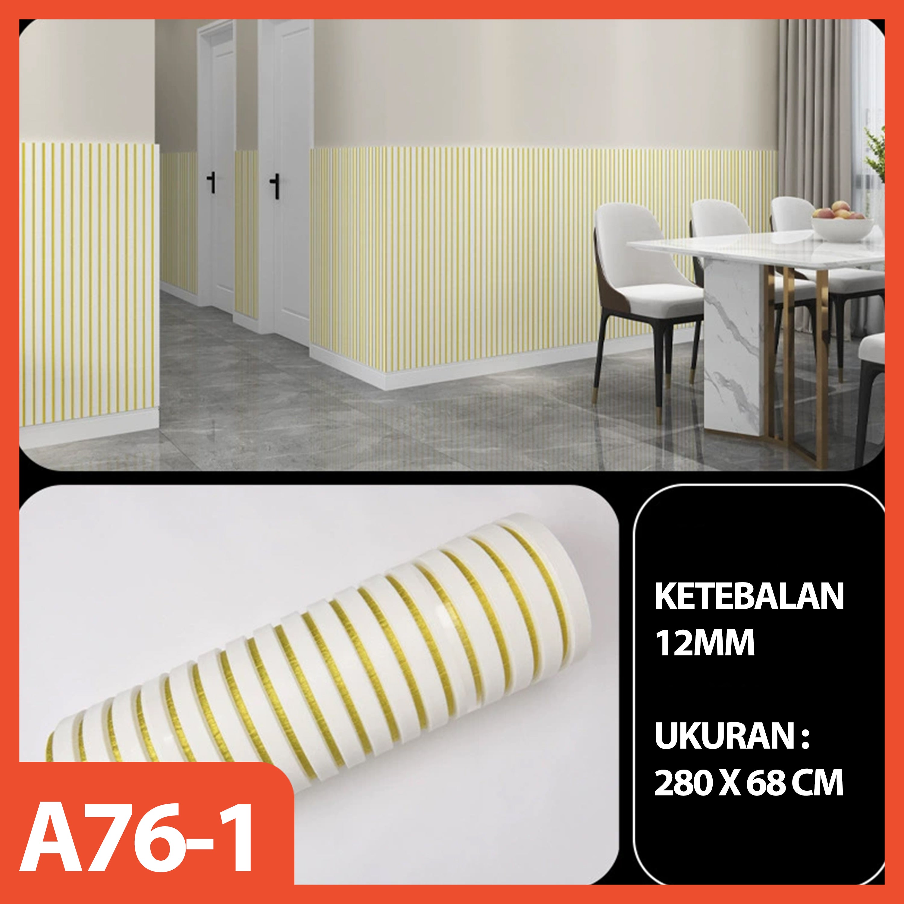HOPTECH - Wallpaper Sticker Dinding 3D Premium Wood Vinyl Marble XPE Foam , Tebal, Tahan Benturan, Anti Air & Lembab, Dekorasi Ruang Tamu 2.8m