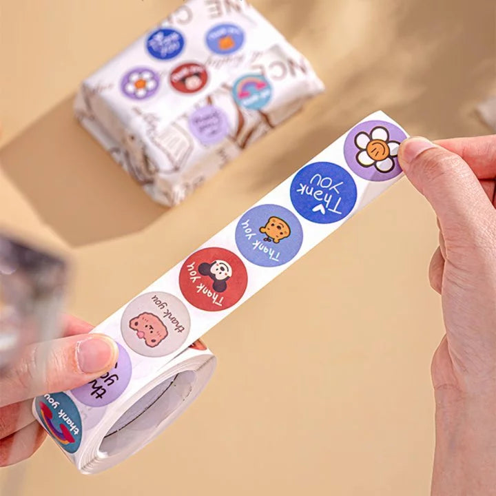 HOPTECH-Thank You Sticker 500 pcs/Color Self Adhesive Seal Label Roll Sticker thank you Large