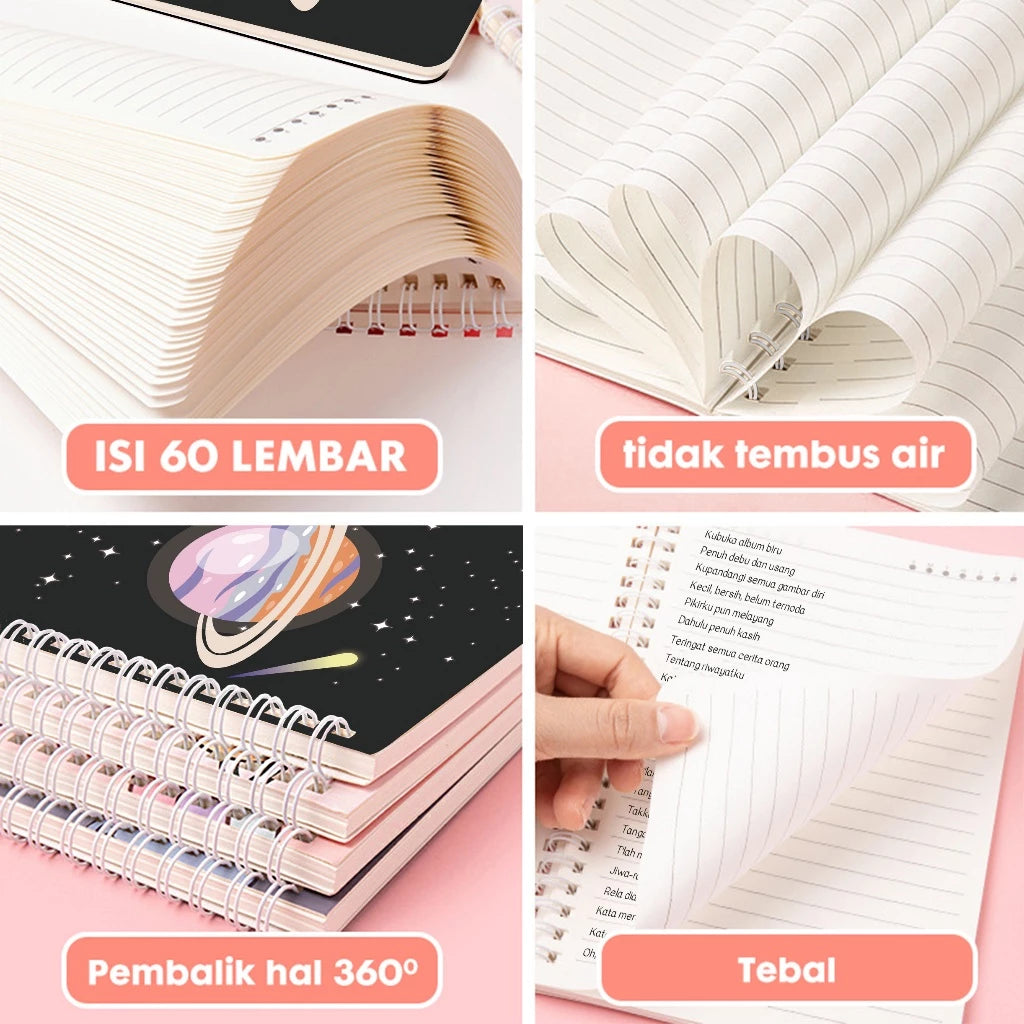 Notebook A5 1 Paket 4 Pcs Buku Diary Aesthetic Buku Jurnal Aesthetic Sekolah 40 Lembar