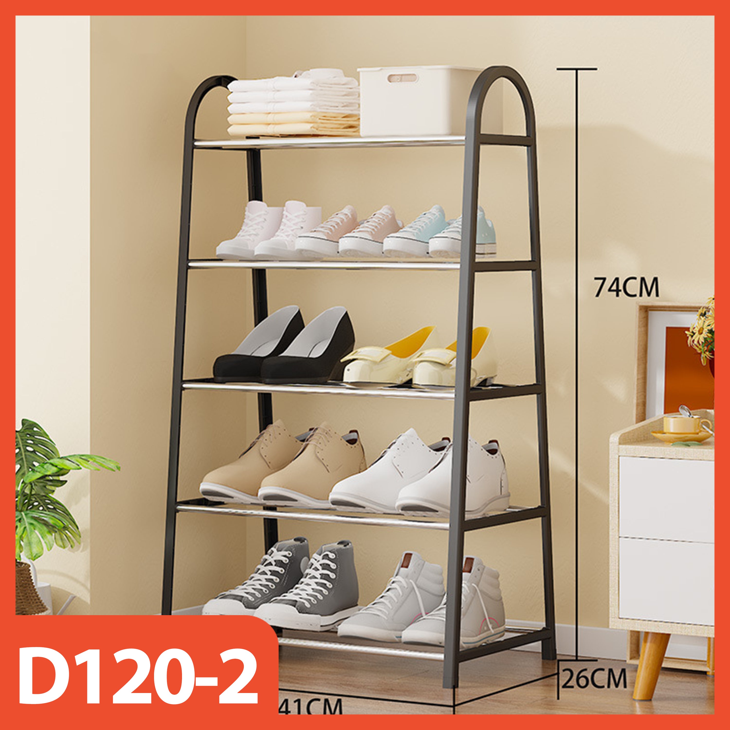 Hoptech 4+5-Tier Shoe Rack | Minimalist, Rust-Resistant, Strong, Multi-Purpose, Black Steel