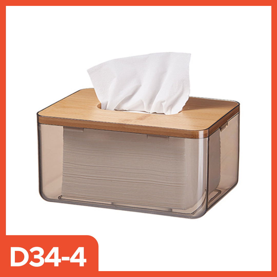Kotak Tisu Aesthetic Transparan Kayu Modern untuk Kamar Mandi & Dapur Organizer Tisu