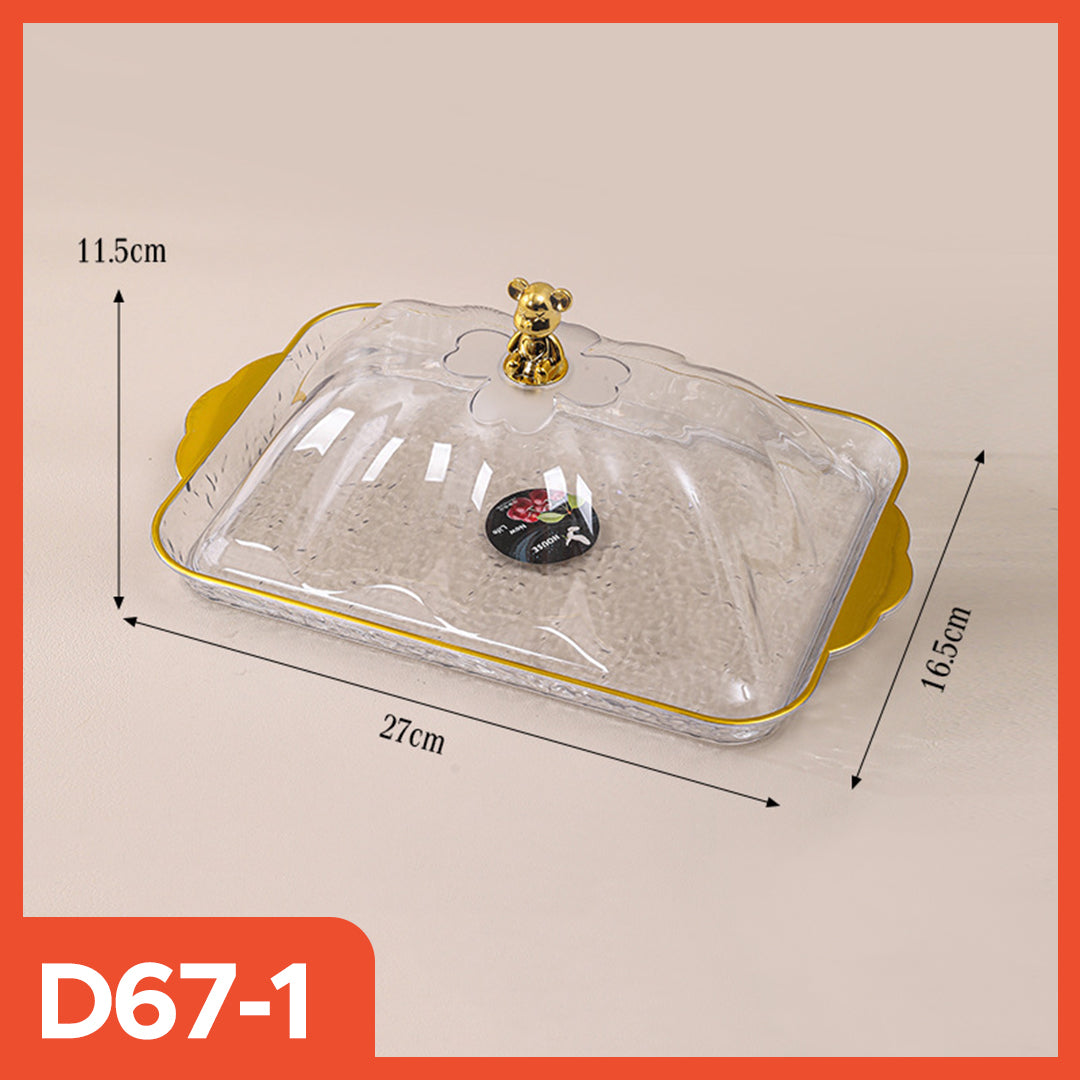 Hoptech - Dekorasi Nampan Tray Mewah/Nampan Dengan Pegangan Handle Gold/Snack Fruit Tray