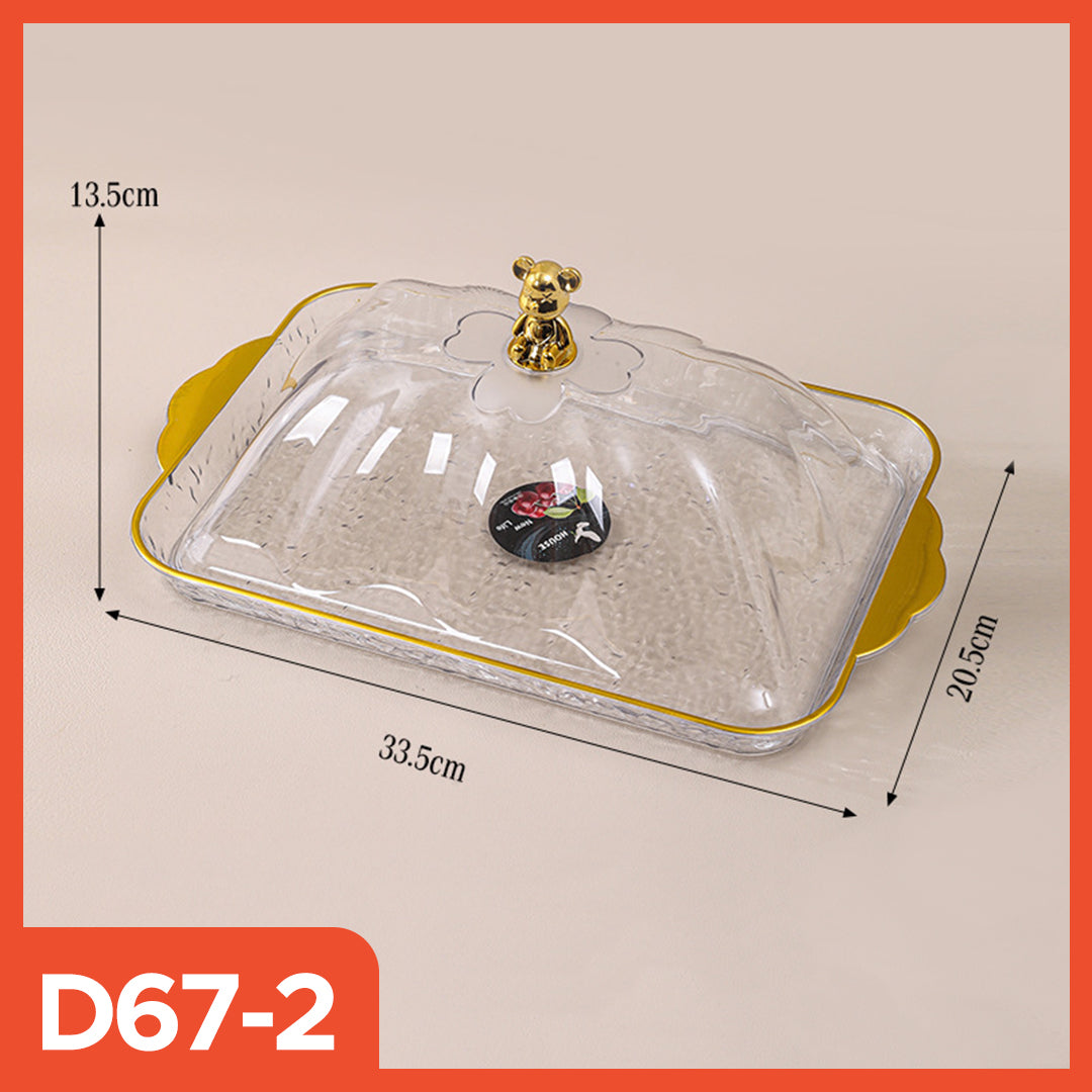 Hoptech - Dekorasi Nampan Tray Mewah/Nampan Dengan Pegangan Handle Gold/Snack Fruit Tray