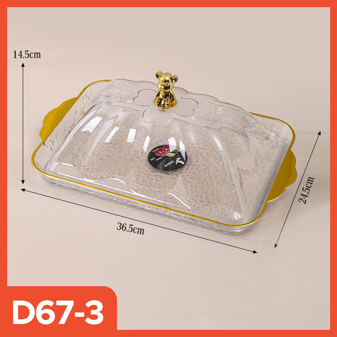 Hoptech - Dekorasi Nampan Tray Mewah/Nampan Dengan Pegangan Handle Gold/Snack Fruit Tray
