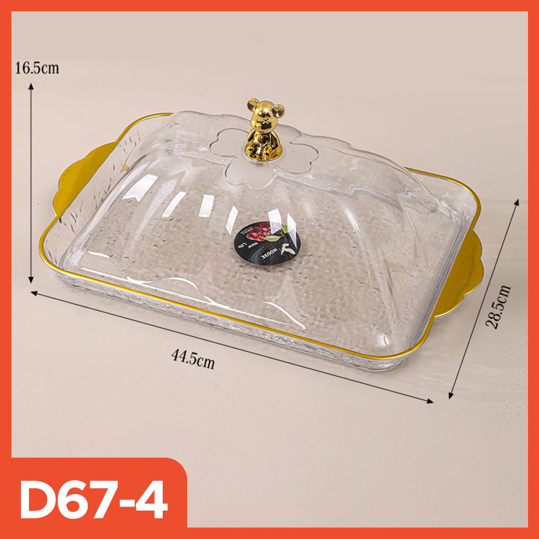 Hoptech - Dekorasi Nampan Tray Mewah/Nampan Dengan Pegangan Handle Gold/Snack Fruit Tray