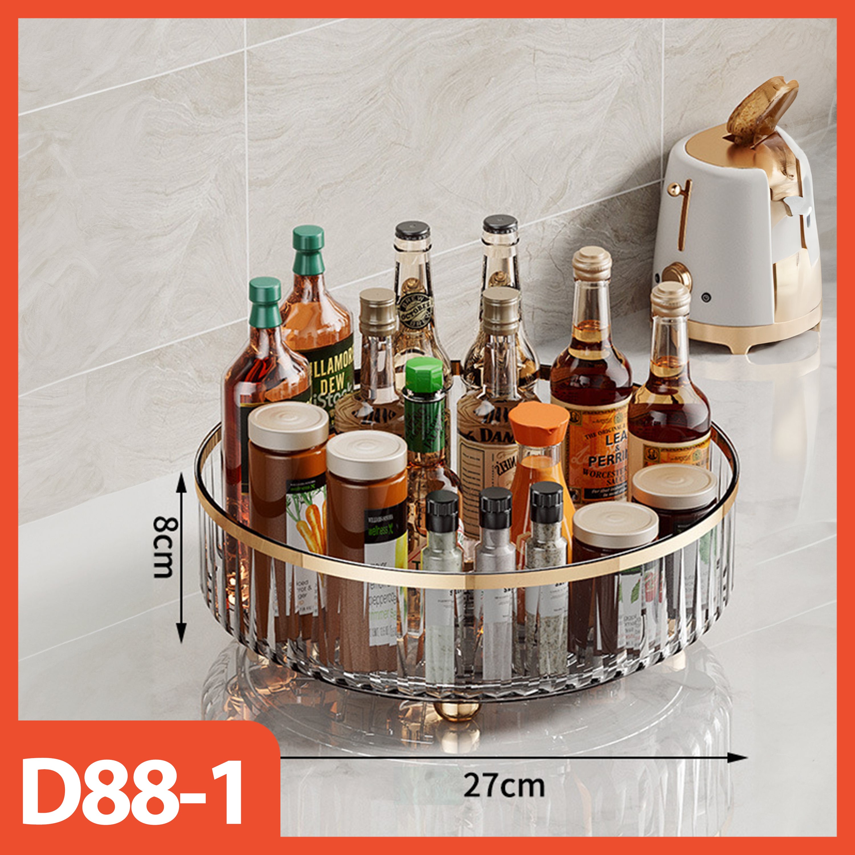 Hoptech - Rak Buah / Snack Putar / Rak Bumbu Putar Transparan / Kitchen Rack Organizer/Rak Serbaguna