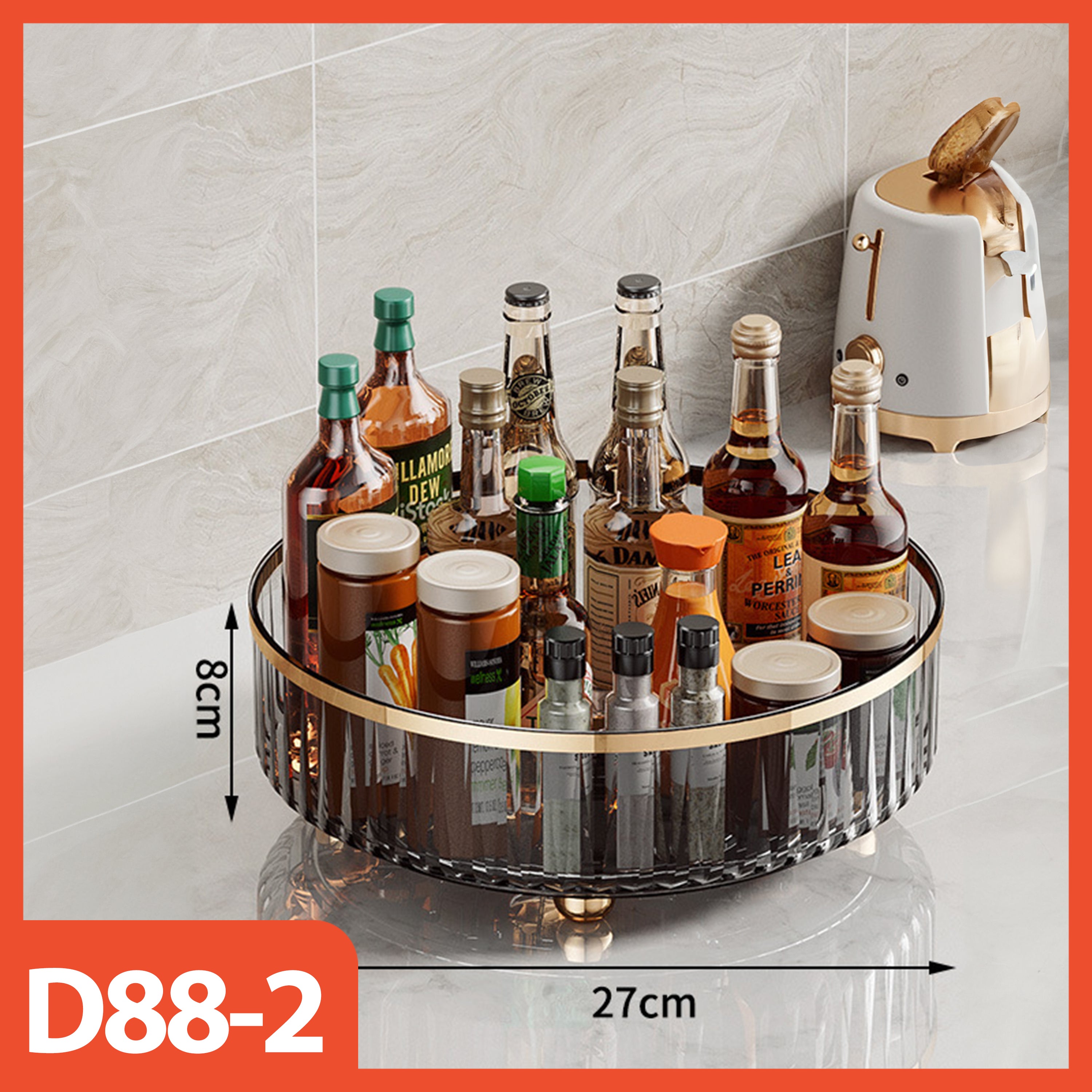 Hoptech - Rak Buah / Snack Putar / Rak Bumbu Putar Transparan / Kitchen Rack Organizer/Rak Serbaguna